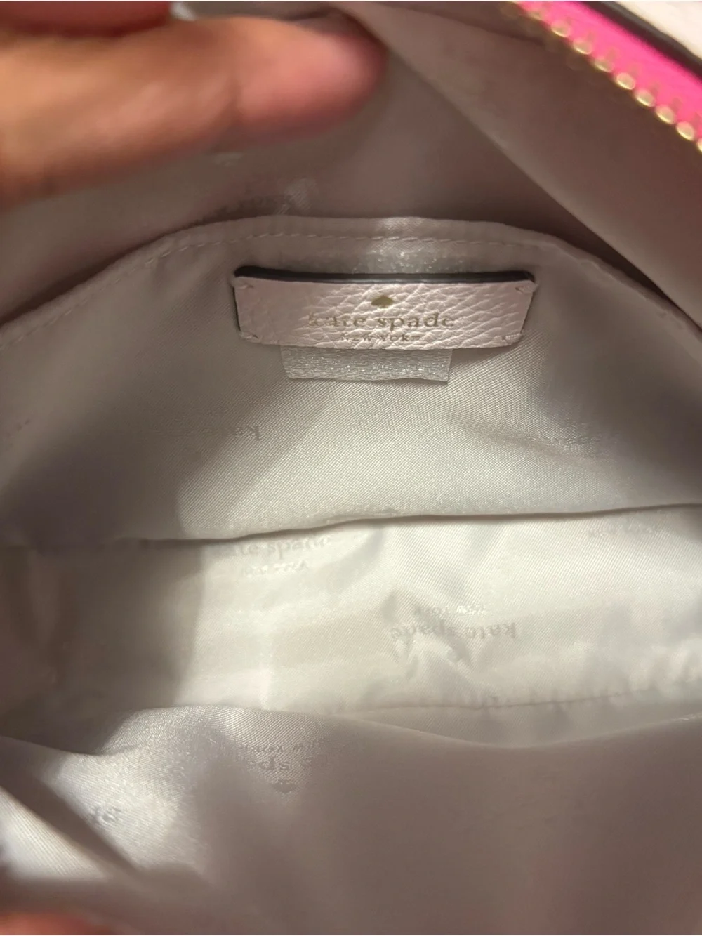 kate spade New York Cream Crossbody Bag with Pink Trim